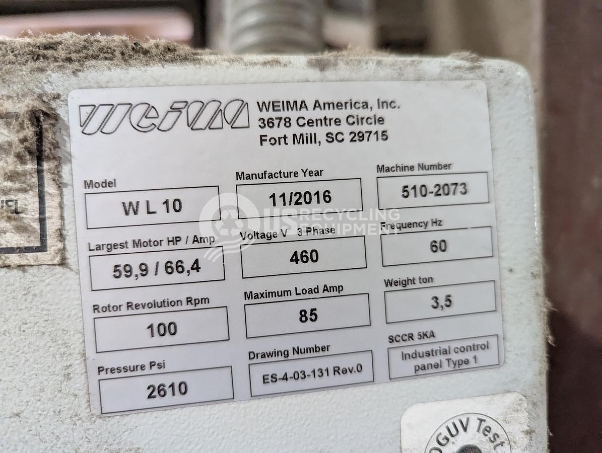 Used 2016 WEIMA WL10 Single Shaft