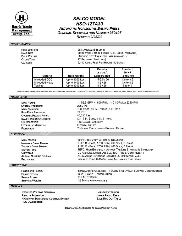 Used Harris HSO-127A30 Auto Tie