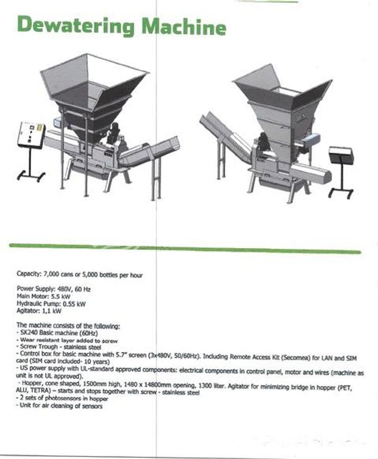 Used Runi SK240 Dewatering Machine
