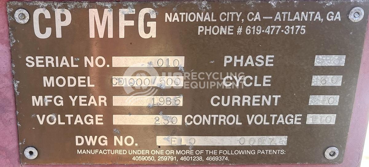 Used CP Manufacturing CD 1000 Can Densifier