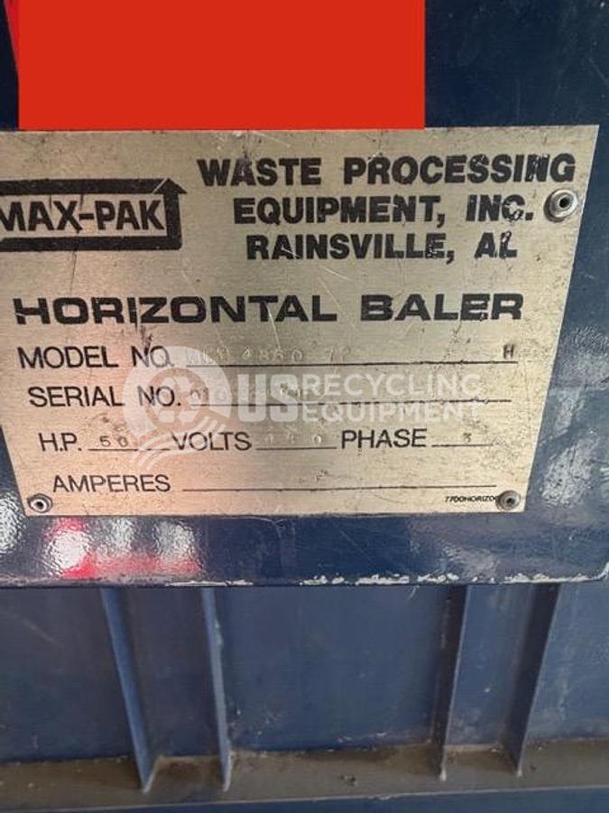 Used Max Pak  HCE-4860-72-9 Closed Door Horizontal Baler