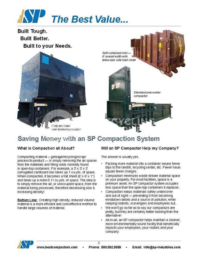 Used SP Industries CP-6101 6Yard Stationary