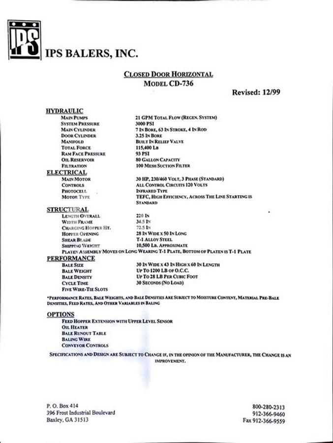 Used 2004 IPS CD-736 Closed Door