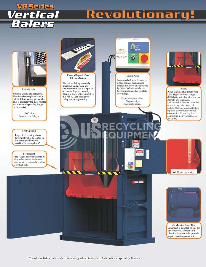 Used JV Manufacturing Five (5) VB-72 Vertical Balers