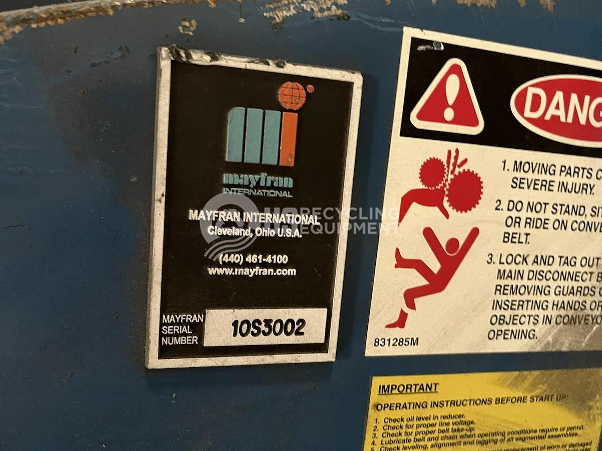 Used Mayfran 18" x 19' Hockey Stick Steel Belt Conveyor