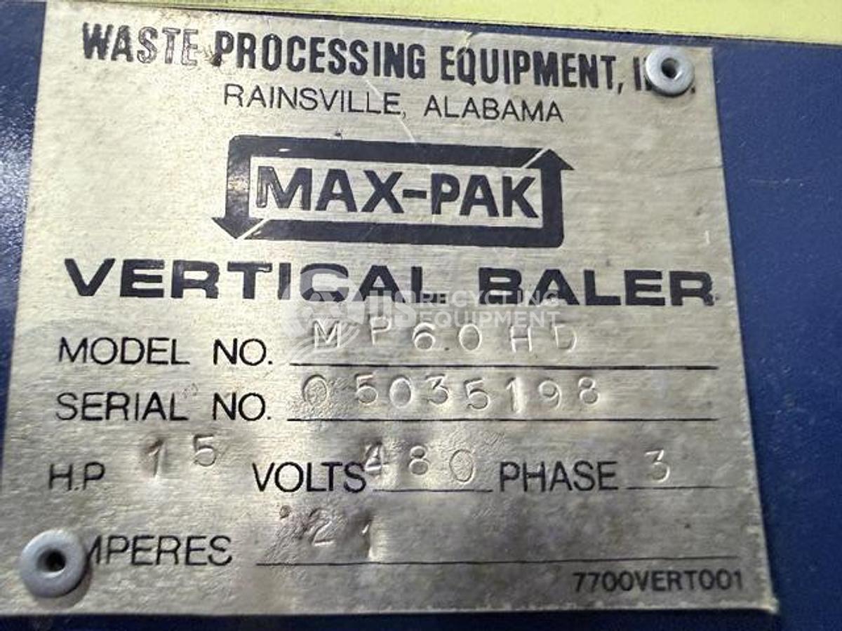 Used Max Pak MP-60HD-15 Vertical Baler