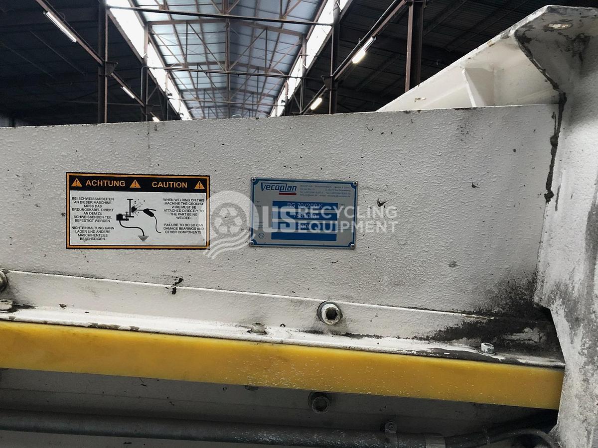 Used Vecoplan RG70-200K Single Shaft Shredder with Conveyor
