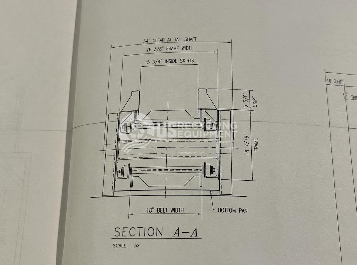 Used Mayfran 18" x 19' Hockey Stick Steel Belt Conveyor