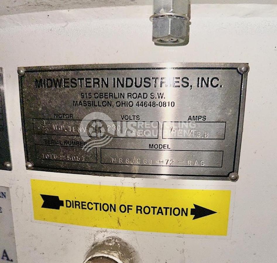 Used Midwestern MR60C60-72-R Vibratory Seperator