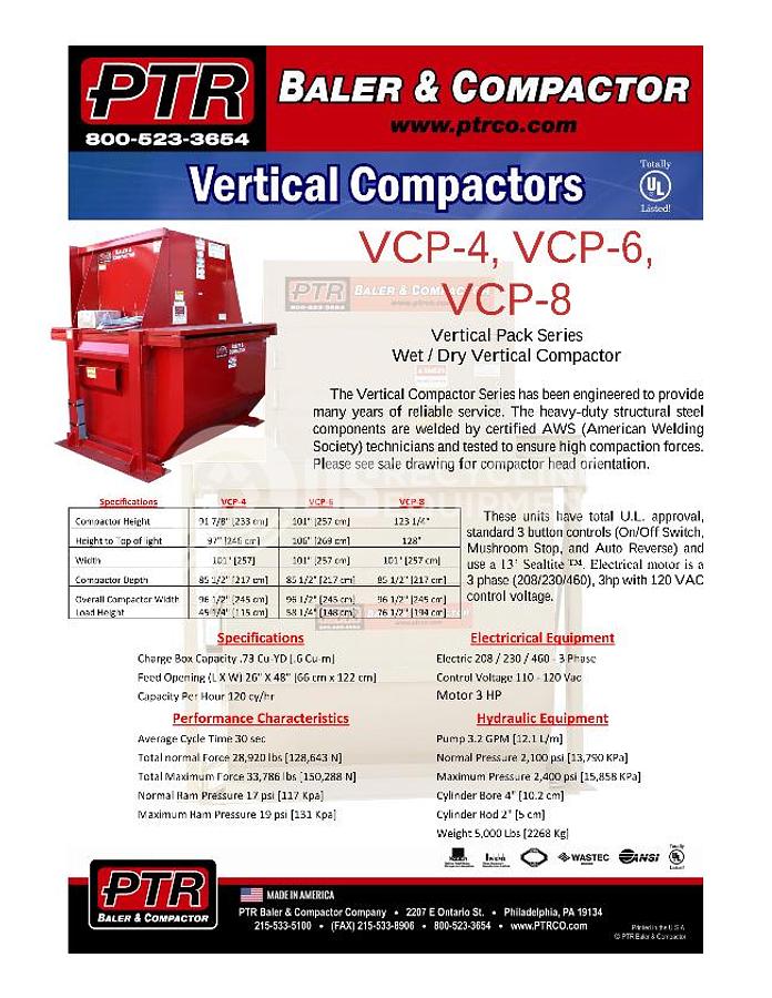 Used 2018 PTR VCP-6 Vertical