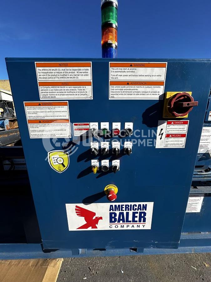 Used American PW3560 Closed Door Horizontal Baler with Conveyor