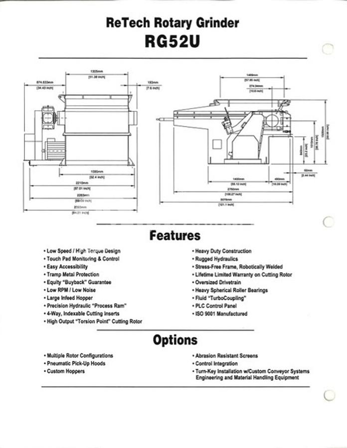 Used 2011 Vecoplan RG-52 Shorty Single Shaft Shredder System