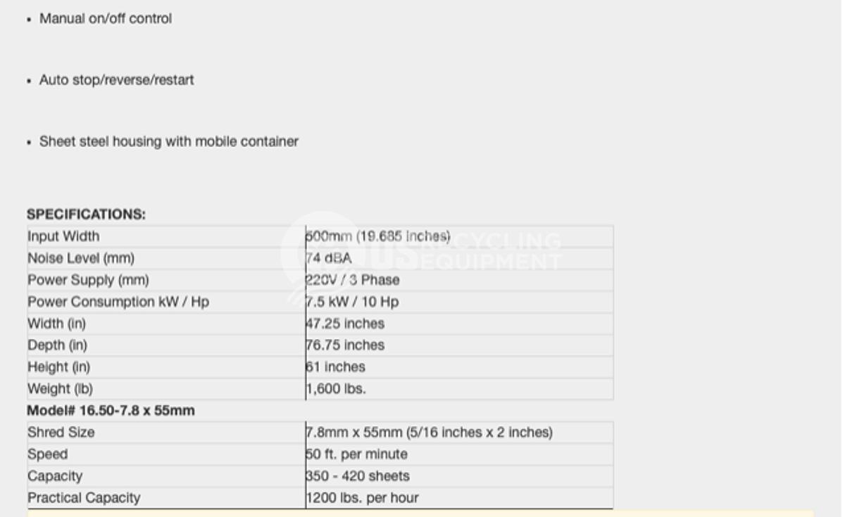 Martin Yale 16.5-7.9X55mm Cross Cut Shredder