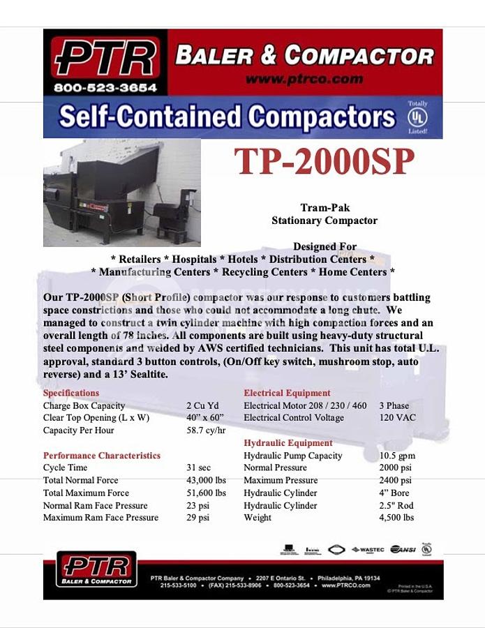 Used PTR TP2000SP "Shorty" Stationary