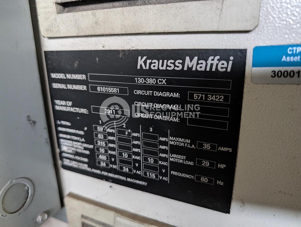 Used 2011 Krauss Maffei 130-380 CX Injection Molder