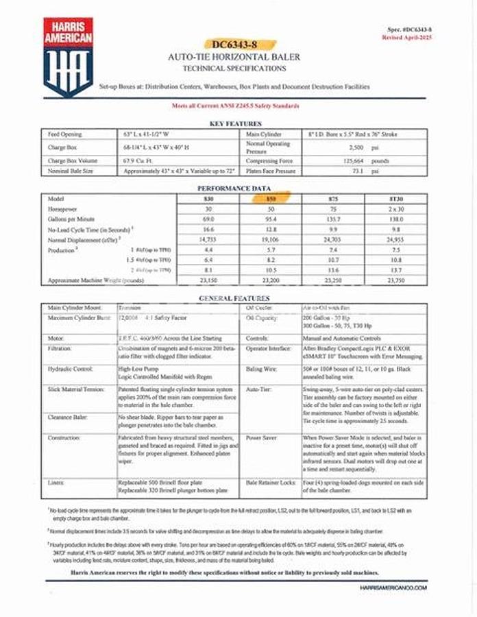 Used 2011 American Baler DC6343-850 Auto Tie Horizontal