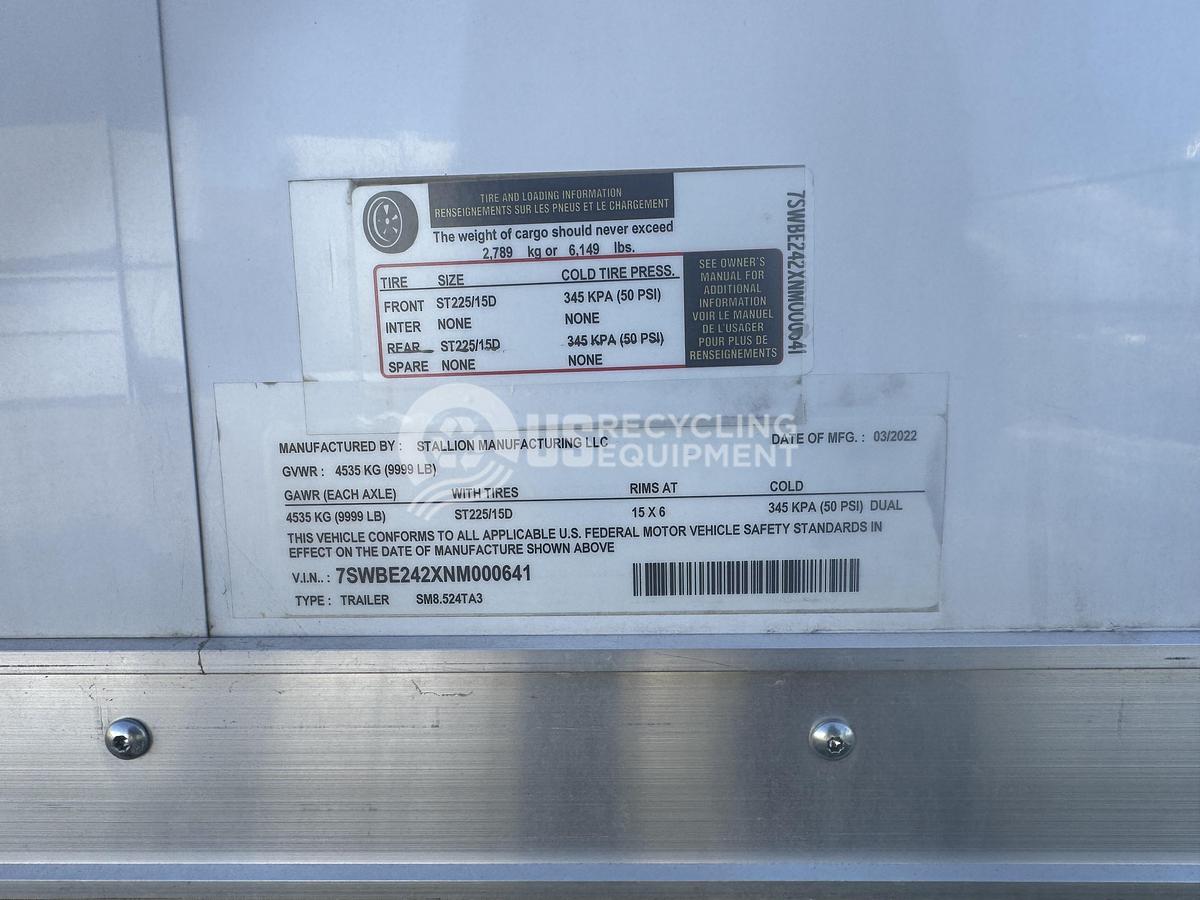 Used 2022 Stallion Manufacturing LLC SM8.524TA3 Enclosed Trailer
