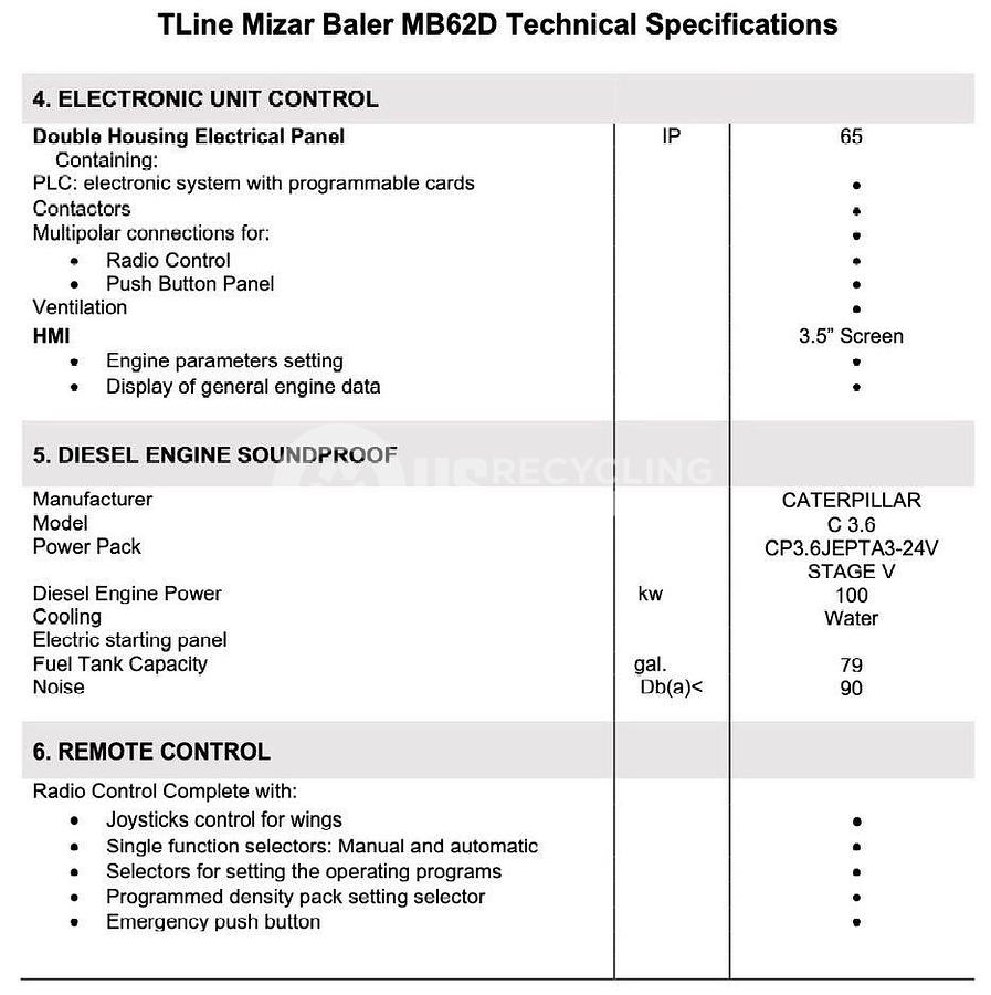 Used Mizar MB62D TLine Car Baler