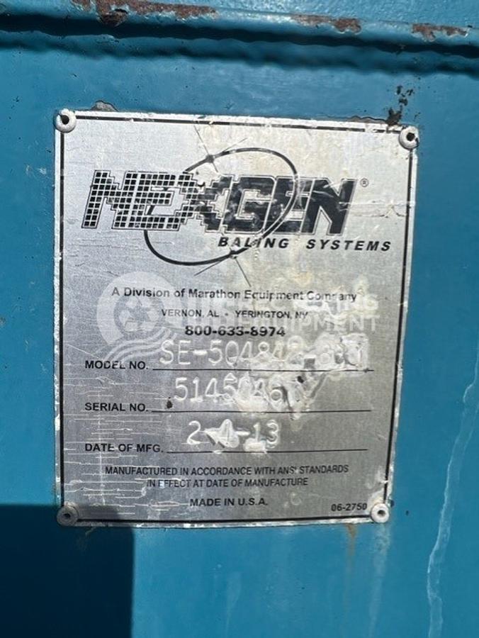 Used 2013 Marathon SE-504842-830 Baler with Conveyor