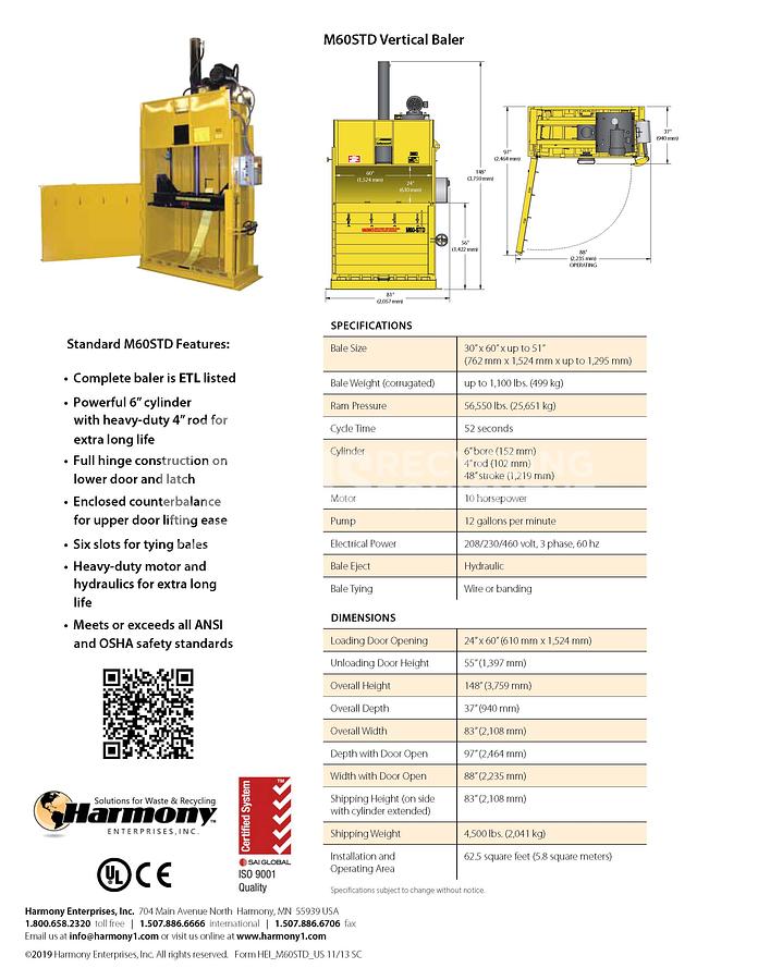 Used Harmony Eight (8) M60-CB Verticals