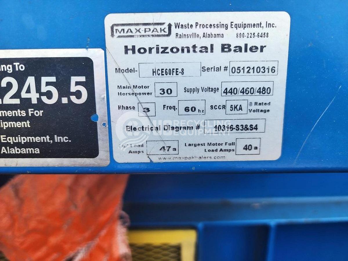 Used 2012 Max Pak HCE60-FE-8 Full Eject Horizontal