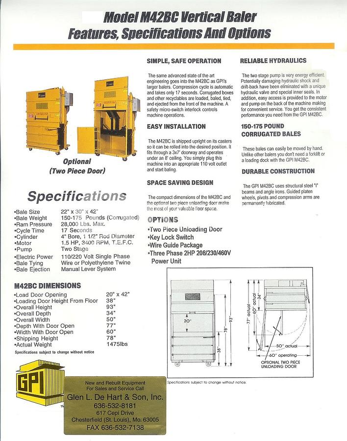 Used Harmony Ten (10) Harmony GPI M42BC Stock Room Balers