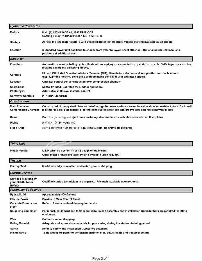 Used 2009 Harris Badger 100S-2-11/8 with Conveyor