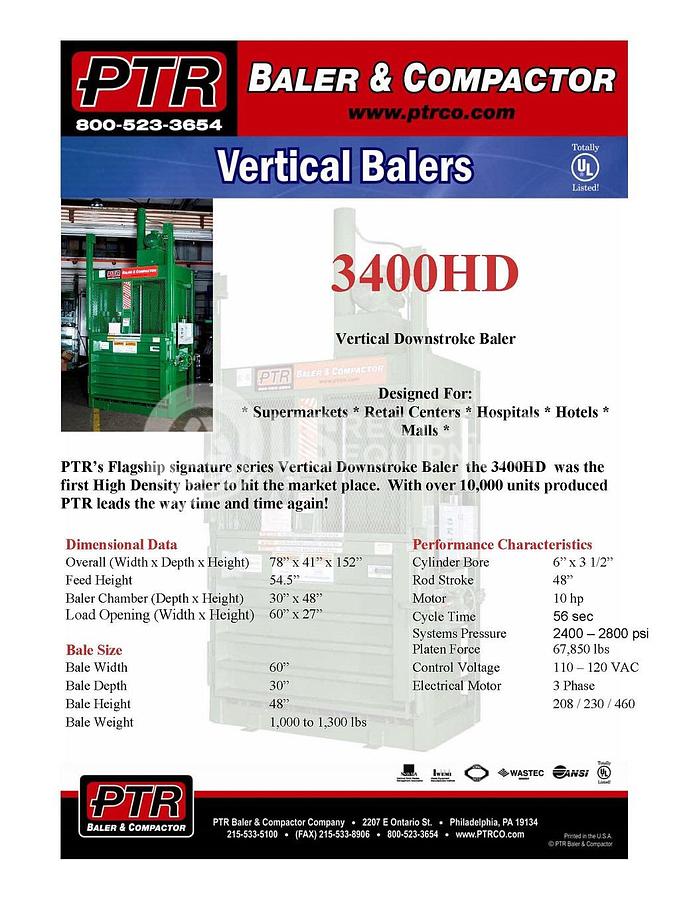 Used 2012 PTR 3400-HD Vertical