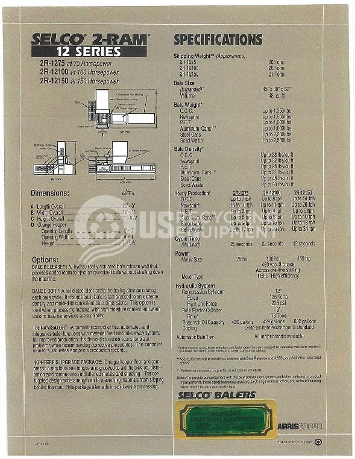 Used Selco 2R-12150-NF Horizontal with Conveyor