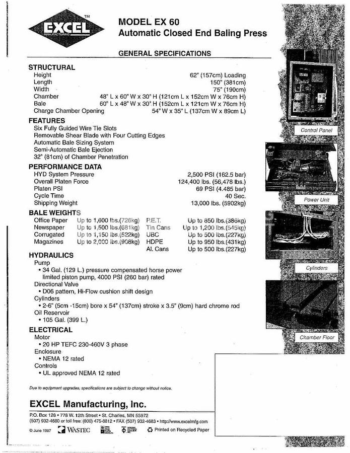 Used Excel EX-60 Closed Door
