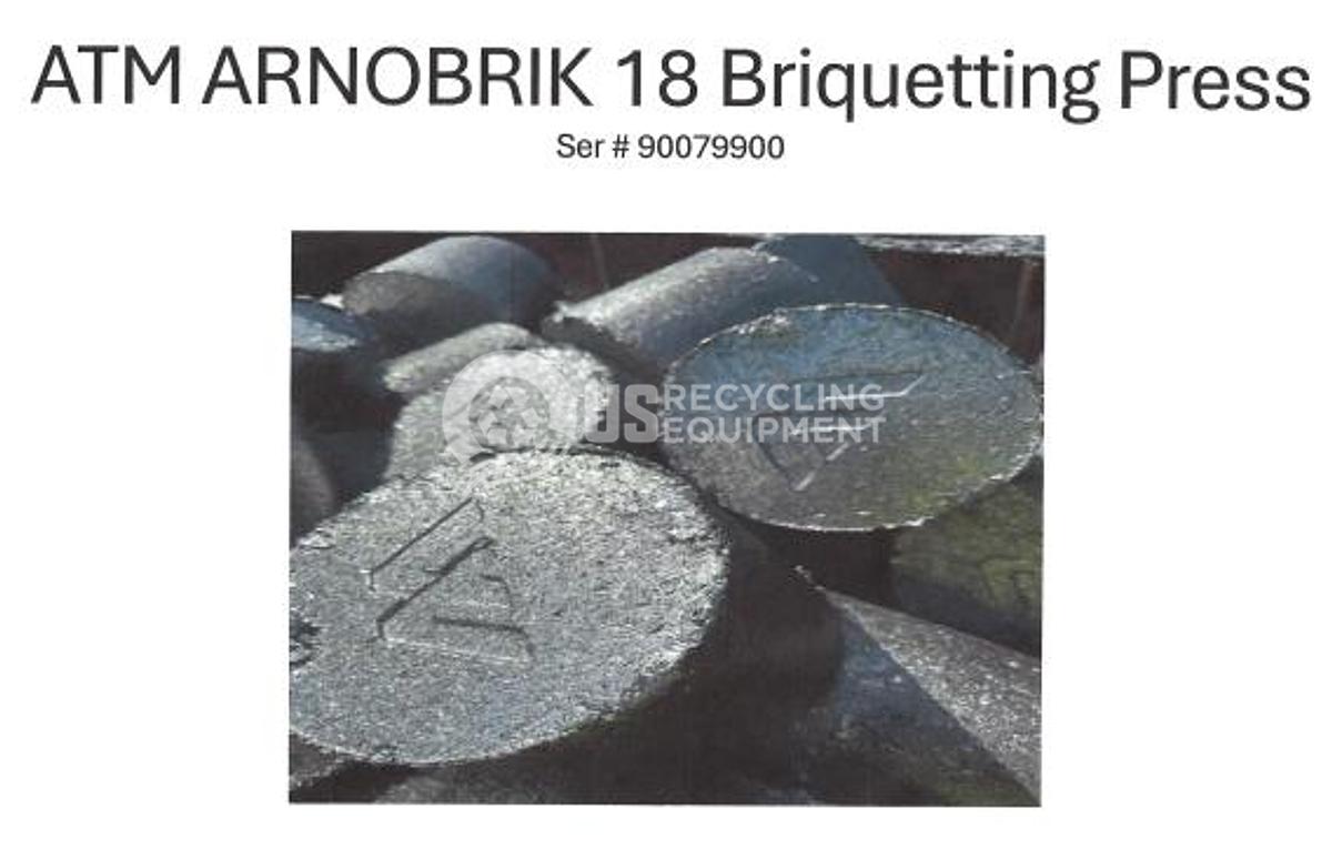 Used ATM Recycling Systems ArnoBrik 18 Briquetter System