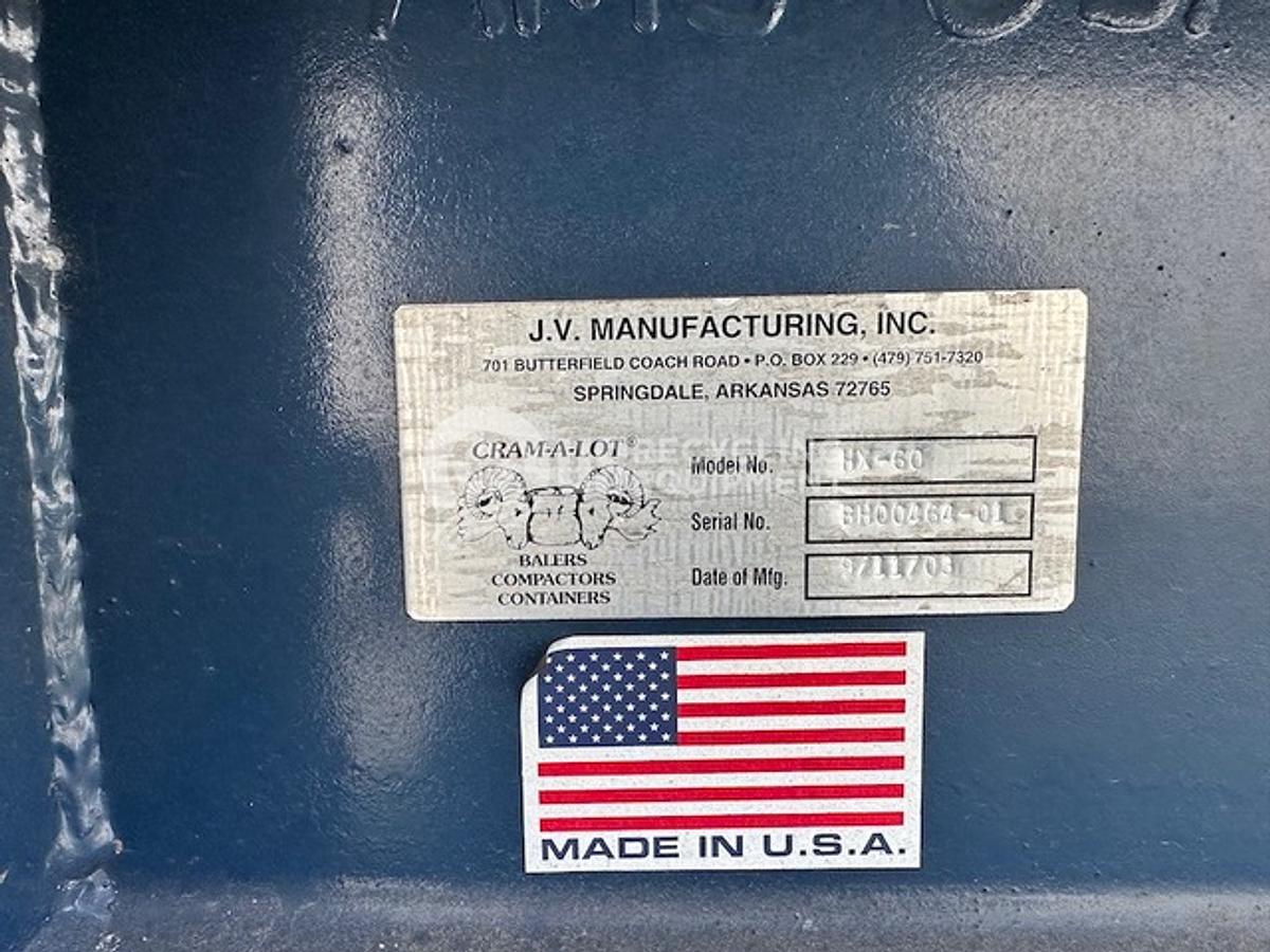 Used 2003 Cram-A-Lot HX-60 Baler with Flared Hand Feed Hopper