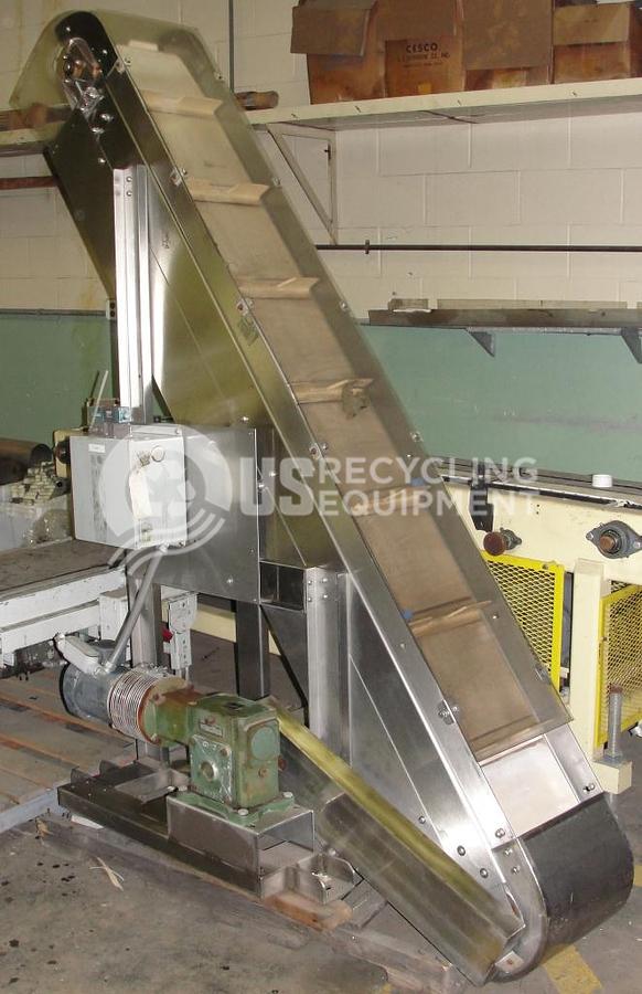 Used Nedco Stainless Steel Incline Conveyor with Cleated Belt