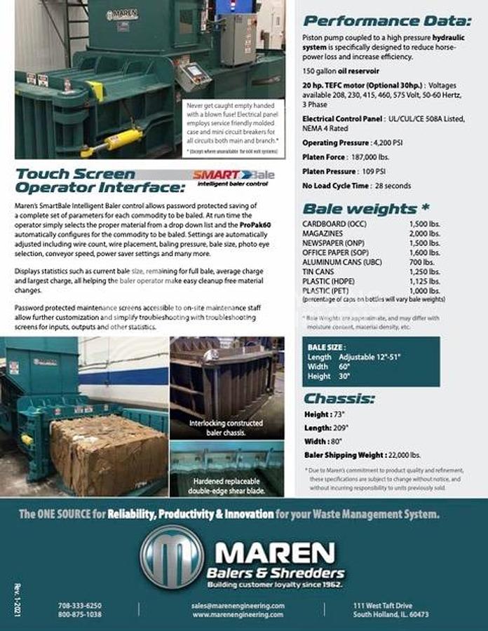 Used Maren ProPak 60 Horizontal