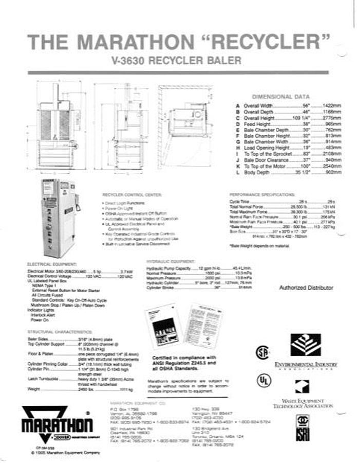 Used PTR / Marathon Three (3) PTR 7230 & One (1) Marathon 3630 Vertical