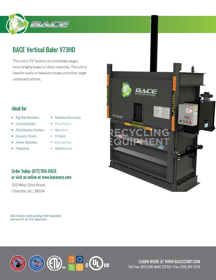 Used Multiple Manufacturer Cram-A-Lot 7230 / Bace V73HD