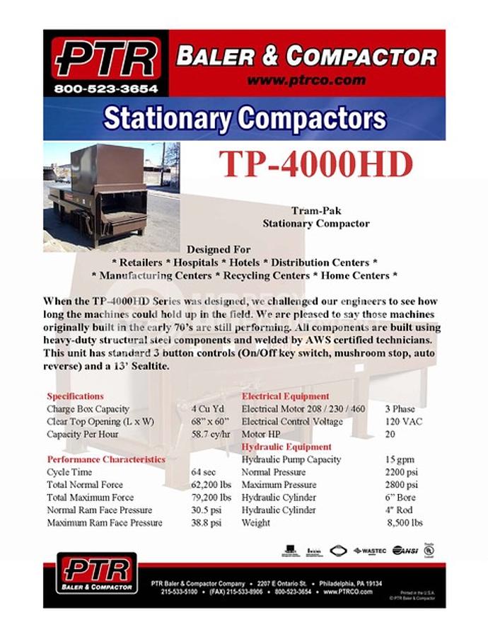 Used PTR Three (3) TP4000-HD Stationary