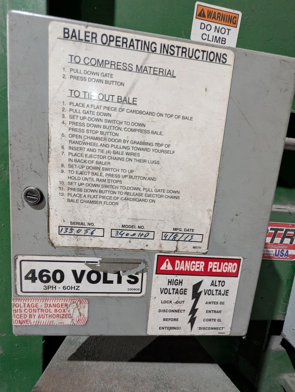 Used 2013 PTR 3400-HD Vertical Baler