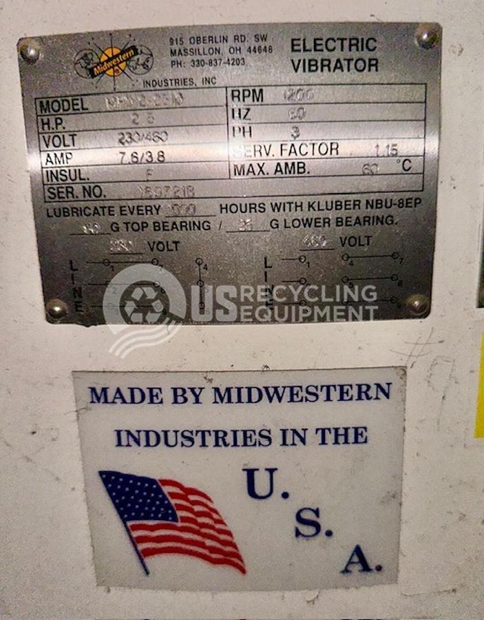 Used Midwestern MR60C60-72-R Vibratory Seperator