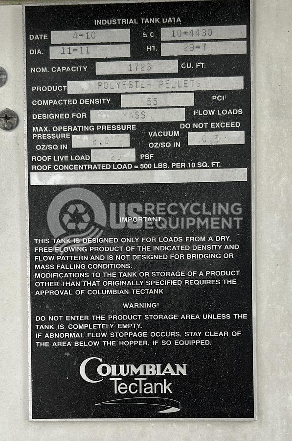 Used 2010 Columbian 11'11" x 29'7" TEC Tank