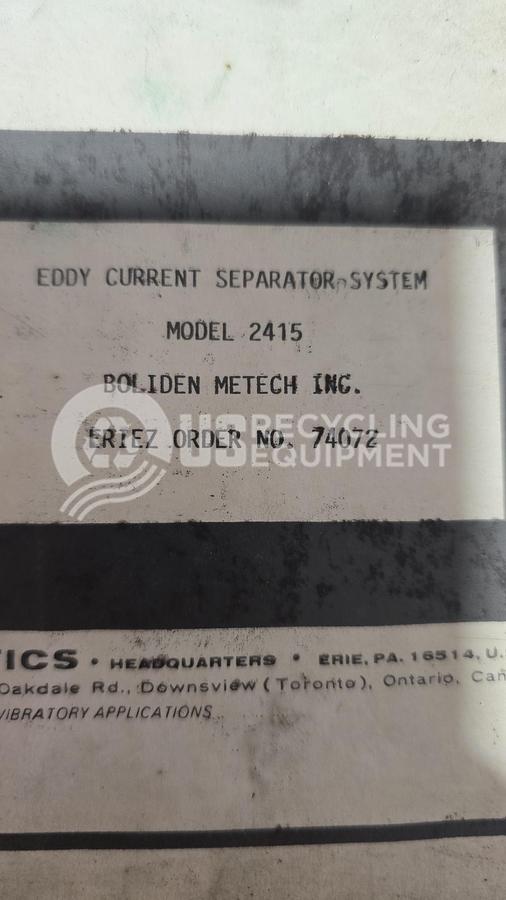 Used Eriez 2415 Aluminum Can Eddy Current