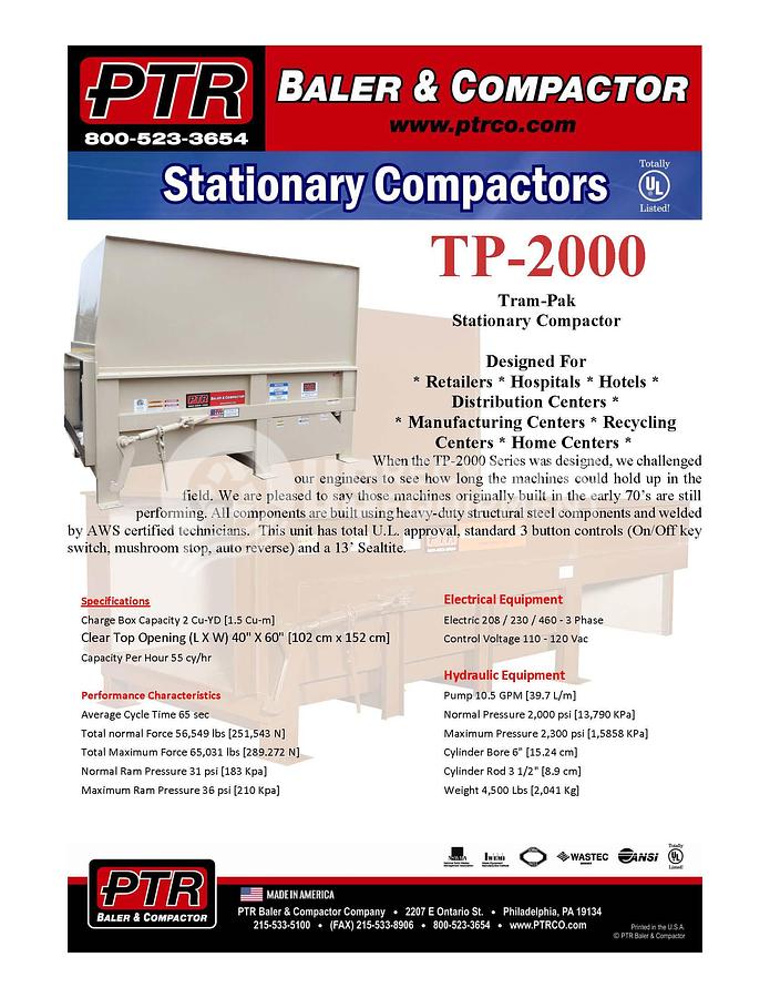 Used 2003 PTR TP2000 Stationary