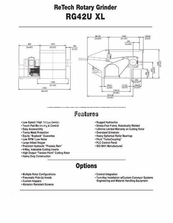 Used 2010 Vecoplan RG 42/60XL Shredder with Incline Conveyor