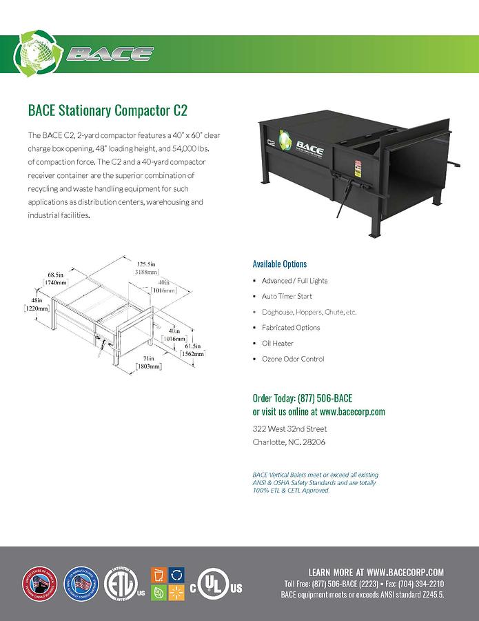 Used Bace C2 2 Yard Stationary