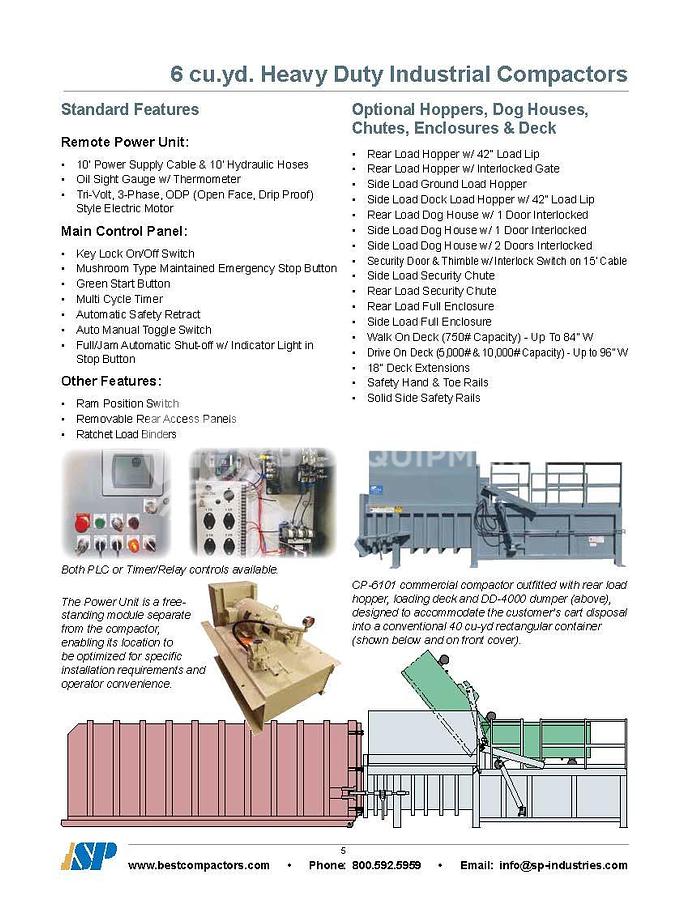 Used SP Industries CP-6101 6Yard Stationary