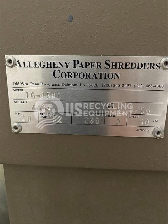 Used Allegheny 16-150C Paper Shredder