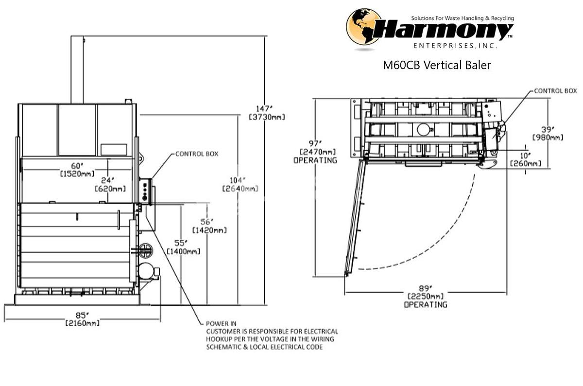 Used Harmony Two M60CB Vertical Balers