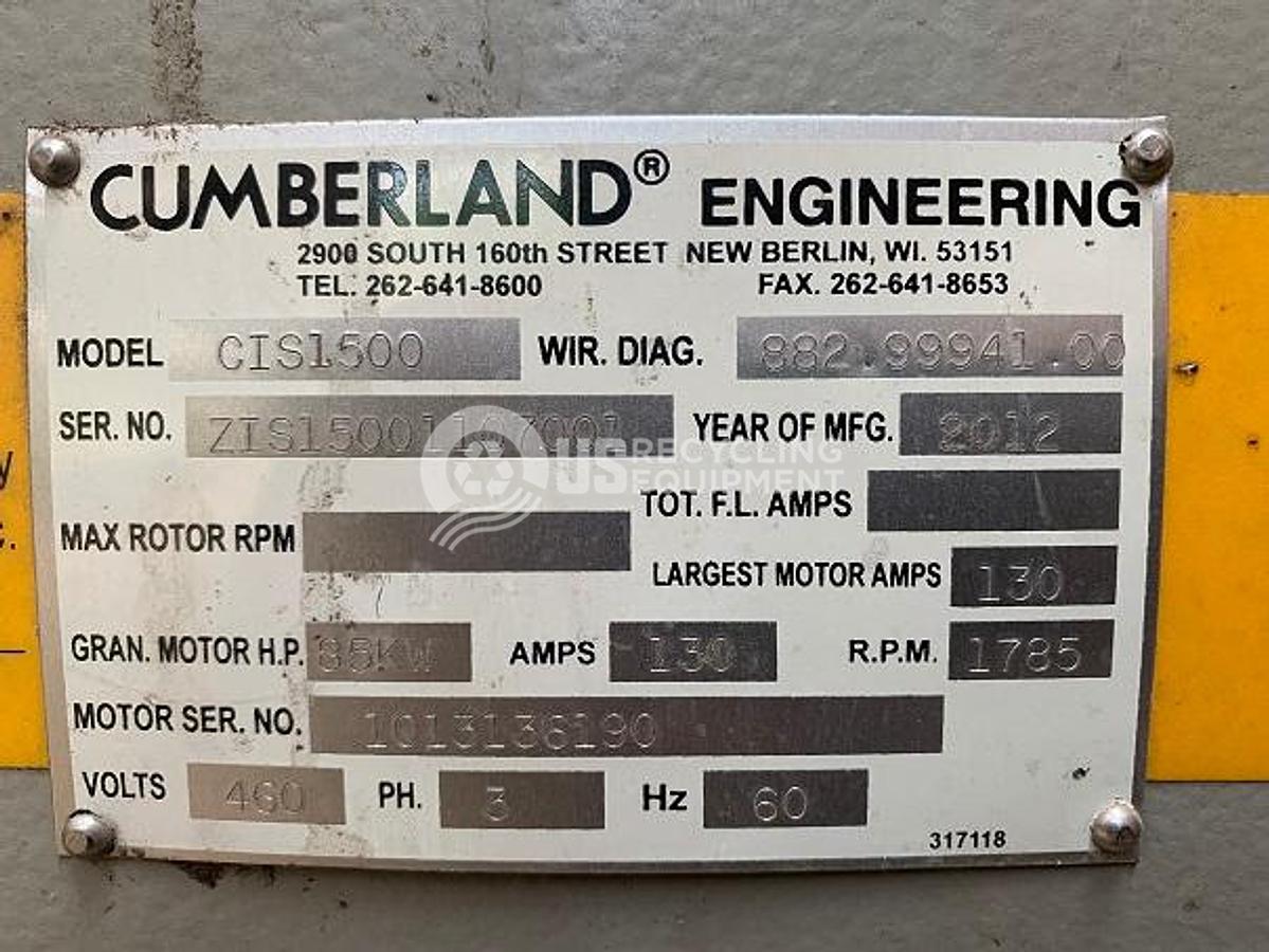 Used 2012 Cumberland CIS1500 100HP Single Shaft