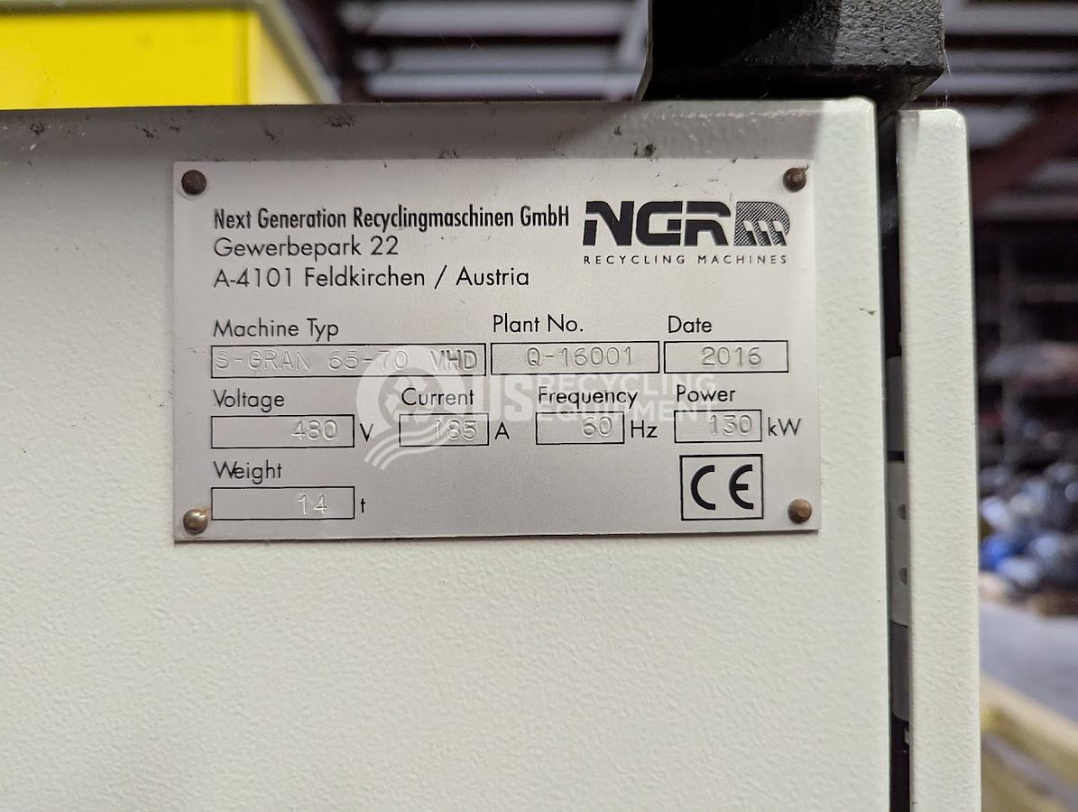Used 2016 NGR S-Gran 65-70 VHD Shredding System