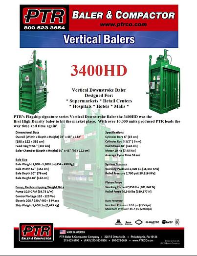 Refurbished PTR Vertical 60 Inch Baler 6030HD